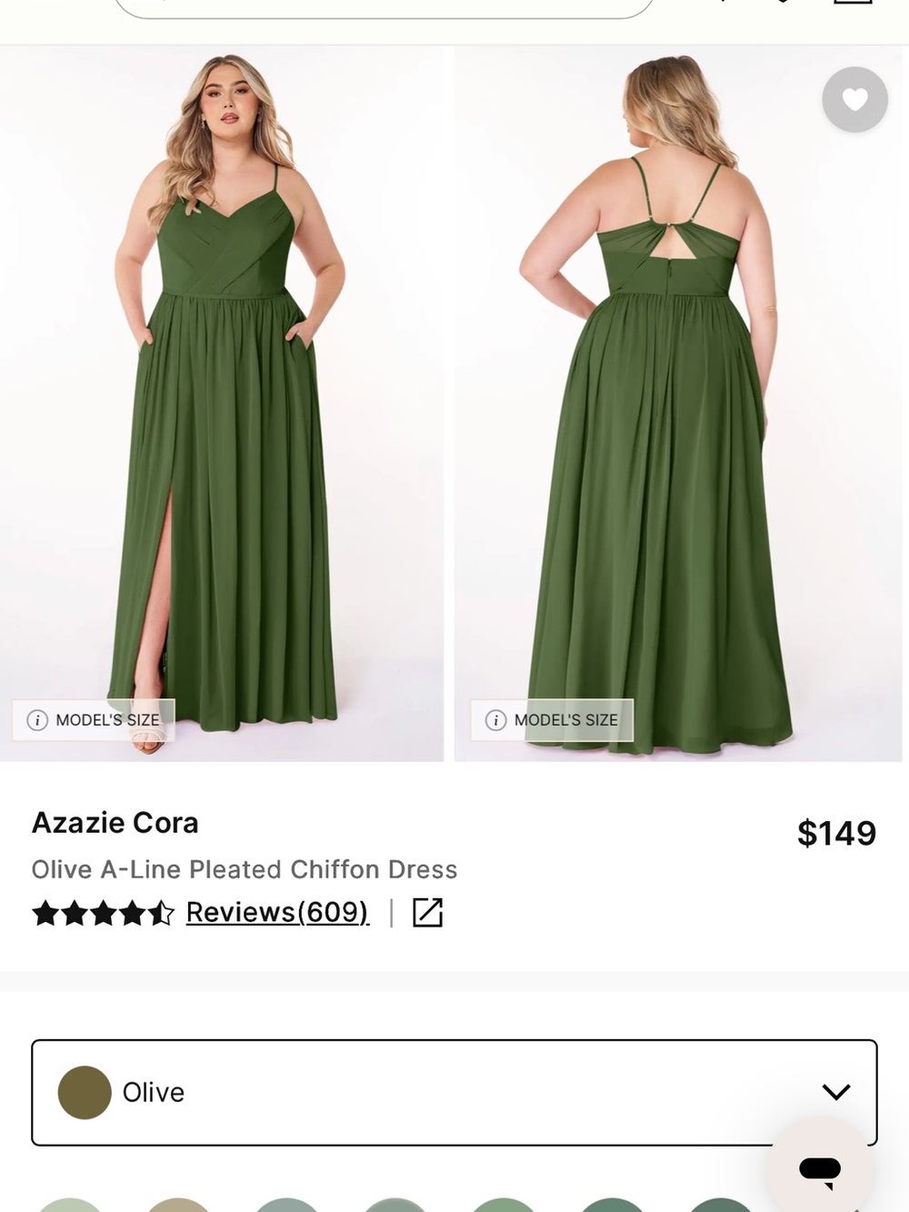 Olive Green Azazie Cora Bridesmaid Dress